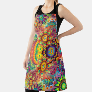Floral Mandala Collage Psychedelic Schort