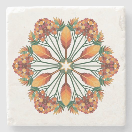 Floral Mandala Design, herfst Wreath Stenen Onderzetter (Voorkant)