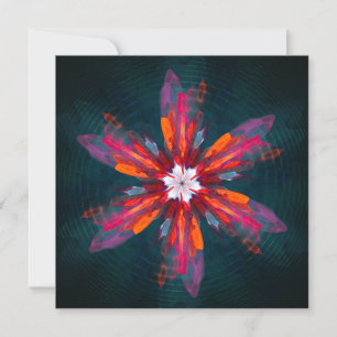 Floral Mandala Flowers Oranje Red Blue Abstract