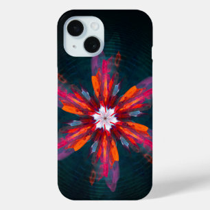 Floral Mandala Flowers Oranje Red Blue Abstract