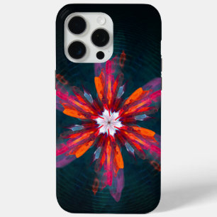Floral Mandala Flowers Oranje Red Blue Abstract iPhone 15 Pro Max Hoesje