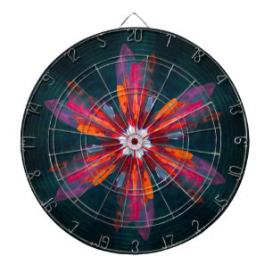Floral Mandala Flowers Oranje Red Blue Abstract Dartbord