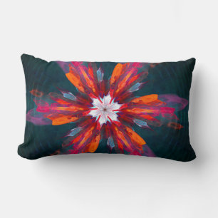 Floral Mandala Flowers Oranje Red Blue Abstract Kussen