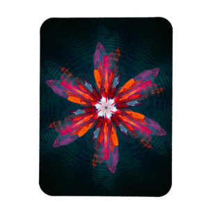 Floral Mandala Flowers Oranje Red Blue Abstract Magneet