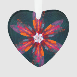 Floral Mandala Flowers Oranje Red Blue Abstract Ornament