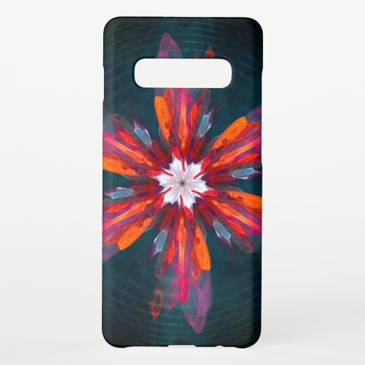 Floral Mandala Flowers Oranje Red Blue Abstract Samsung Galaxy Hoesje (Achterkant)
