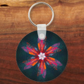 Floral Mandala Flowers Oranje Red Blue Abstract Sleutelhanger (Voorkant)