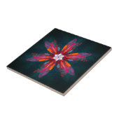 Floral Mandala Flowers Oranje Red Blue Abstract Tegeltje (Zijkant)