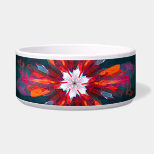 Floral Mandala Flowers Oranje Red Blue Abstract Voerbakje
