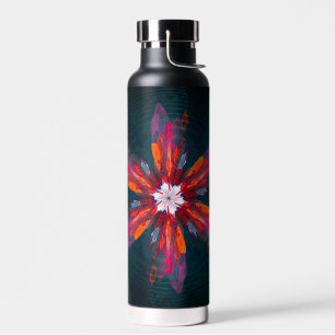 Floral Mandala Flowers Oranje Red Blue Abstract Waterfles