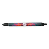 Floral Mandala Flowers Oranje Red Blue Abstract Zwarte Inkt Pen (Voorkant)