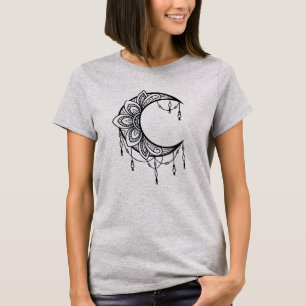 Floral Mandala Moon Vrouwen T-shirt