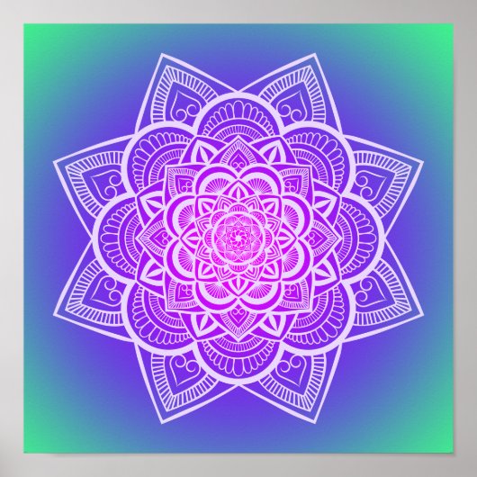 Floral Mandala Multicolor Gradient Art Print (Voorkant)