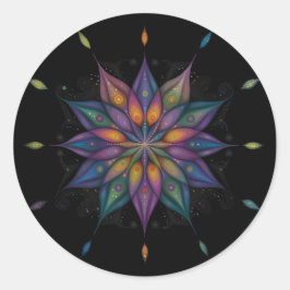Floral Mandala - Paarse Blauw Zwart Ronde Sticker