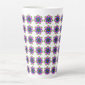 Floral Mandala Pattern Latte Mok (Voorkant)