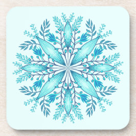 Floral Mandala - Turquoise Blue Boho Snowflake Bier Onderzetter
