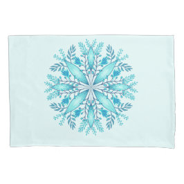 Floral Mandala - Turquoise Blue Boho Snowflake Kussensloop