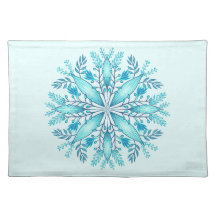 Floral Mandala - Turquoise Blue Boho Snowflake