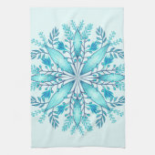 Floral Mandala - Turquoise Blue Boho Snowflake Theedoek (Verticaal)