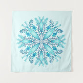 Floral Mandala - Turquoise Blue Boho Snowflake Wandkleed (Voorkant (horizontaal))