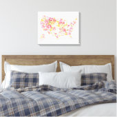 Floral Map of the USA Canvas Afdruk (Insitu (Slaapkamer))