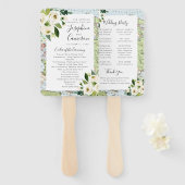 Floral Map Travel Theme Wedding Ceremony Programme Handwaaier (Voorkant en achterkant)