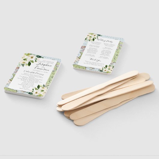 Floral Map Travel Theme Wedding Ceremony Programme Handwaaier (Niet-gemonteerd)