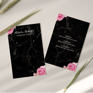 Floral Marble Jewelry Earring Display Visitekaartje