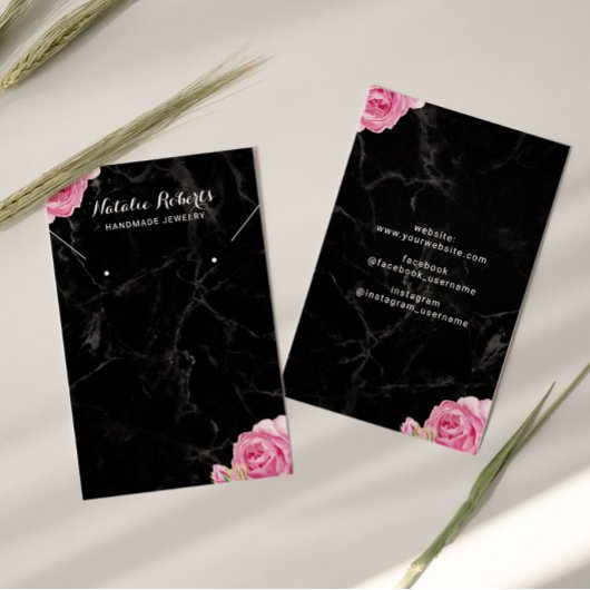  Floral Marble Jewelry Earring Display Visitekaartje