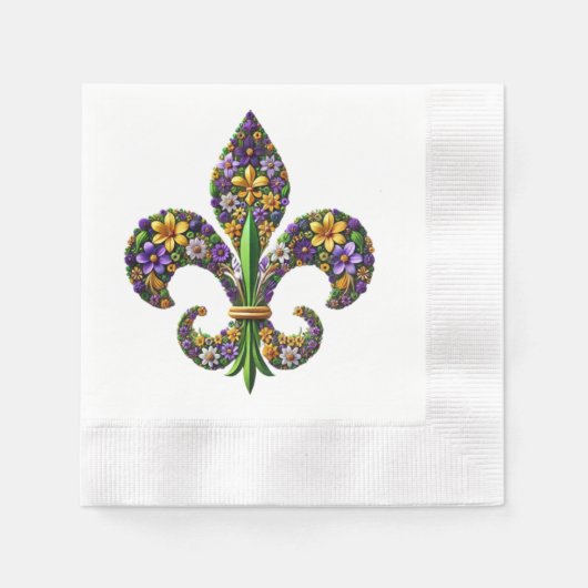 Floral Mardi Gras fleur de lis Servet (Voorkant)