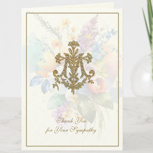Floral Marian Cross-katholieke begrafeniscondolean Bedankkaart