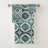 Floral Marocain Carrelage Motif#1 Turquoise Blanc  (En situation)