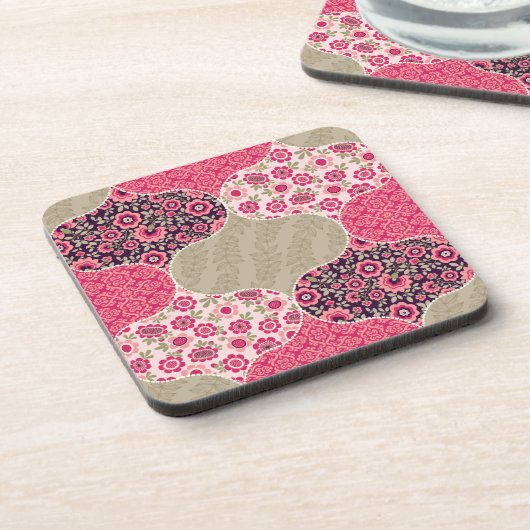 Floral Marokkaanse Patroon Roze Bier Onderzetter (Linkerzijde)