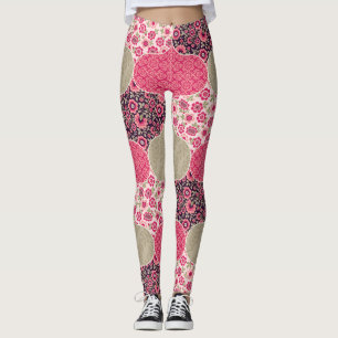  Floral Marokkaanse Patroon Roze Leggings
