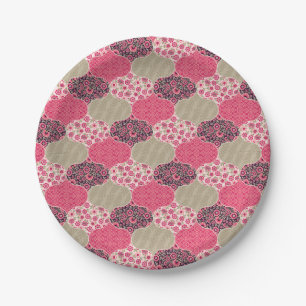 Floral Marokkaanse Patroon Roze Papieren Bordje