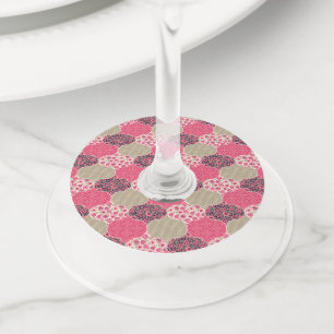 Floral Marokkaanse Patroon Roze Wijnglaslabel