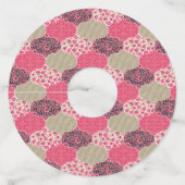 Floral Marokkaanse Patroon Roze Wijnglaslabel (Voorkant)