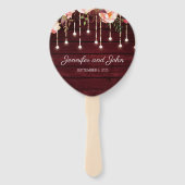 Floral Maroon Wooden Rustic Wedding Handwaaier (Achterkant)