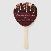 Floral Maroon Wooden Rustic Wedding Handwaaier (Voorkant)