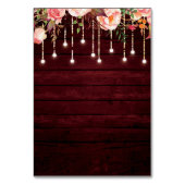 Floral Maroon Wooden Rustic Wedding Kaart (Achterkant)