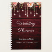 Floral Maroon Wooden Rustic Wedding Planner (Voorkant)