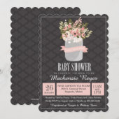 Floral Mason Jar Baby shower Invitation (Devant / Derrière)