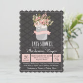 Floral Mason Jar Baby shower Invitation (Debout devant)