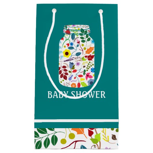 Floral Mason Jar Baby shower Klein Cadeauzakje (Voorkant)