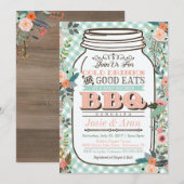 Floral Mason Jar BBQ Baby shower Invitation (Devant / Derrière)