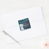 Floral Mason Jar & Blue Lights Rustic Invitation Vierkante Sticker (Envelop)