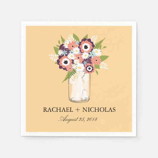 Floral Mason Jar | Bruiloft Servet (Voorkant)