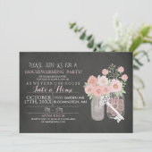 Floral Mason Jar Chalkboard Invitation de chauffag (Debout devant)