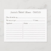 Floral Mason Jar Cuisine Douche Carte Recette (Dos)