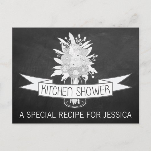 Floral Mason Jar Cuisine Douche Carte Recette (Devant)